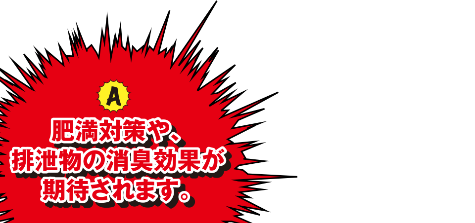 肥満対策や、排泄物の消臭効果が期待されます。