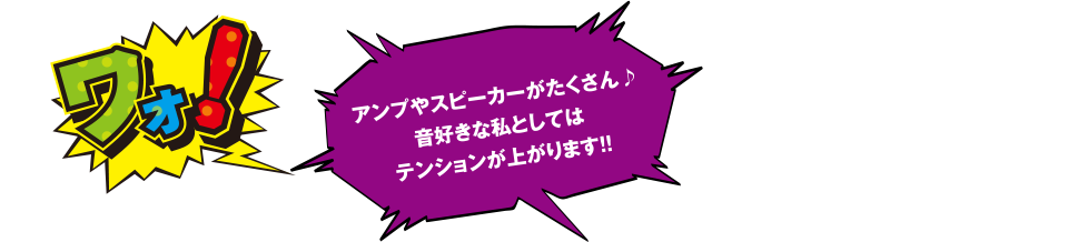 ワオ！アンプやスピーカーがたくさん　音好きな私としてはテンションが上がります!!