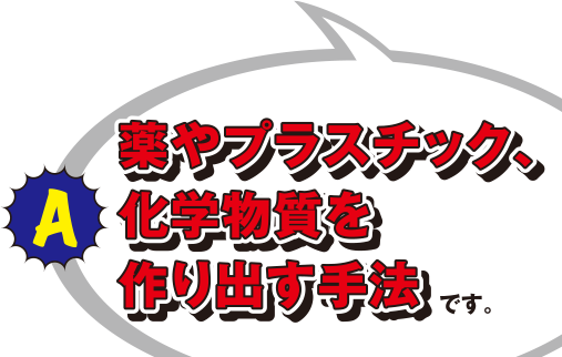 A 薬やプラスチック、化学物質を作り出す手法です。