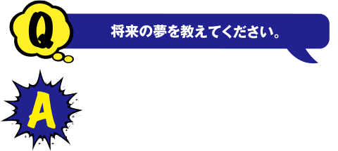 Q 将来の夢を教えてください。　A 製鉄会社に勤めて、鉄の研究をしたいと考えています。