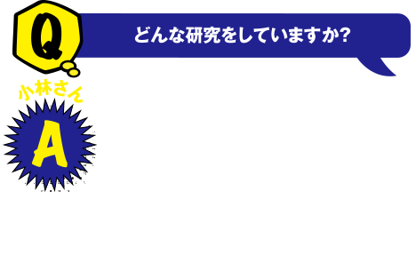 Q どんな研究をしていますか？ 小林さん A 今、住んでいるアパートの換気経路について研究しています。実際に住んでいる建物の環境を調べることで、実感として理解できますし、実用的な提案につながると思いこのテーマにしました。