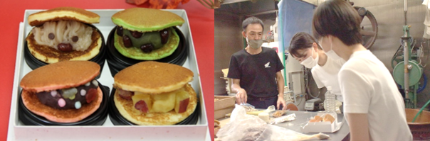 敬老の日に限定販売！ 経営学部生が和菓子店と共同開発　孫の写真をのし紙にすることができる4種の味のどら焼きセット