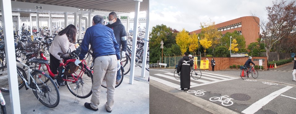 自転車組合の協力による通学用自転車の整備点検を実施　保護者や教員が生徒の安全な下校を見守る